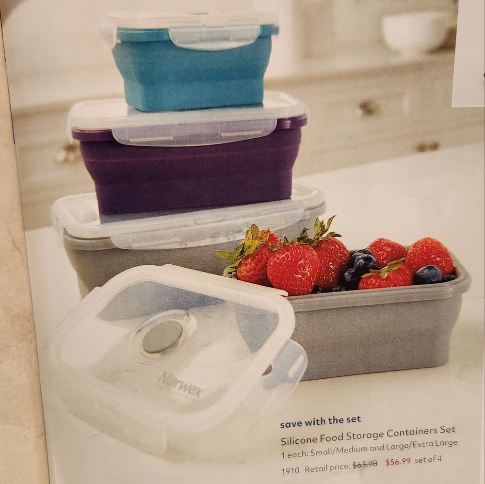 Norwex Silicone Food Storage Containers -- Large & Extra Large. BRAND NEW!
